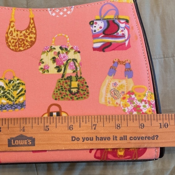 Pink handbag with novelty fun purse print black handles - Picture 9 of 11